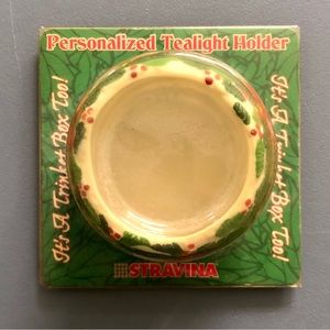 Vintage Stravina Personalized Caroline Holiday Tealight Holder NWT
